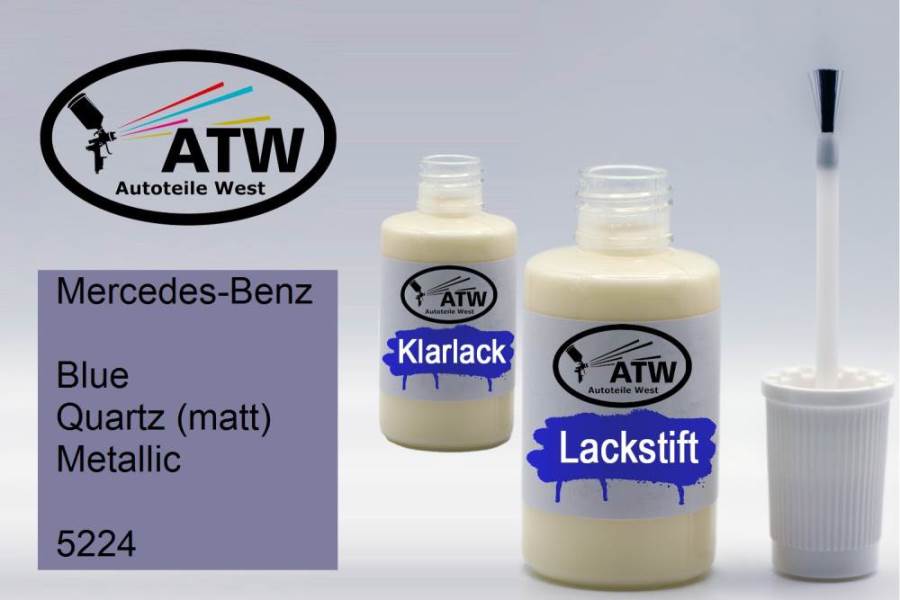 Mercedes-Benz, Blue Quartz (matt) Metallic, 5224: 20ml Lackstift + 20ml Klarlack - Set, von ATW Autoteile West.